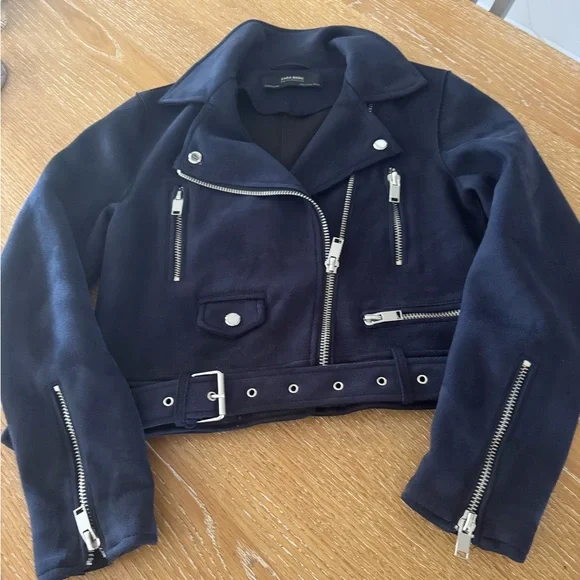 Zara Jackets Coats Zara Midnight Blue Micro Suede Jacket